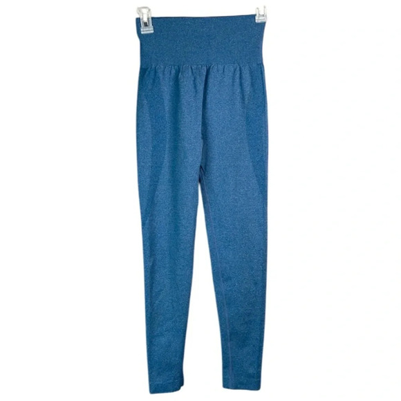 AMAZON High Waist Leggings Blue Seamless Scrunch Tummy Control Butt Lift L - Picture 2 of 8